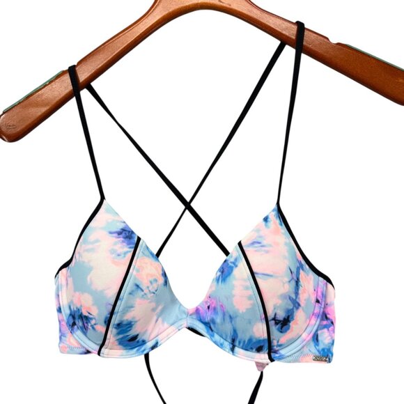 Pink Victorias Secret 2 Piece Bikini Swimsuit Womens Pink Blue Tie Dye Size S - Picture 12 of 16
